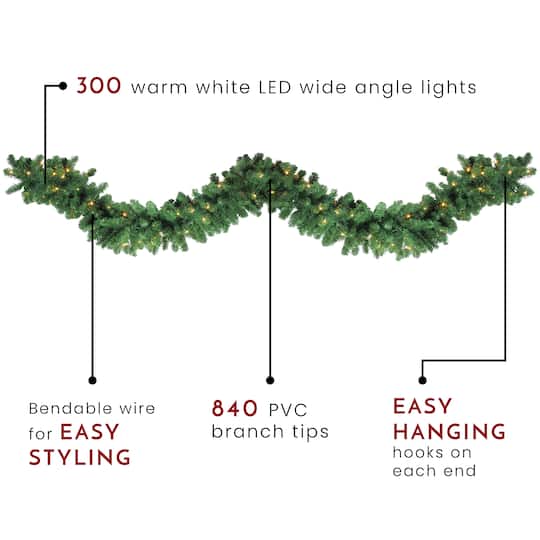 27ft. Pre-Lit LED Artificial Olympia Pine Garland